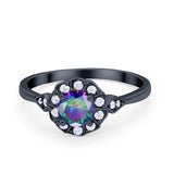 Halo Wedding Engagement Vintage Style Bridal Ring Round Cubic Zirconia 925 Sterling Silver