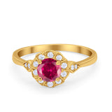 Halo Wedding Engagement Vintage Style Bridal Ring Round Cubic Zirconia 925 Sterling Silver