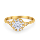 Halo Wedding Engagement Vintage Style Bridal Ring Round Cubic Zirconia 925 Sterling Silver