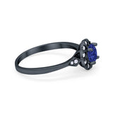 Halo Wedding Engagement Vintage Style Bridal Ring Round Cubic Zirconia 925 Sterling Silver
