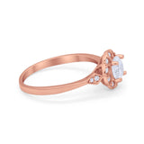 Halo Wedding Engagement Vintage Style Bridal Ring Round Cubic Zirconia 925 Sterling Silver