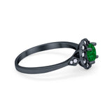 Halo Wedding Engagement Vintage Style Bridal Ring Round Cubic Zirconia 925 Sterling Silver