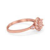 Halo Wedding Engagement Vintage Style Bridal Ring Round Cubic Zirconia 925 Sterling Silver