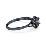 Halo Wedding Engagement Vintage Style Bridal Ring Round Cubic Zirconia 925 Sterling Silver