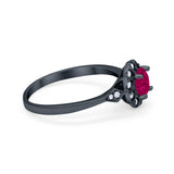 Halo Wedding Engagement Vintage Style Bridal Ring Round Cubic Zirconia 925 Sterling Silver