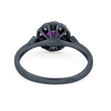 Halo Wedding Engagement Vintage Style Bridal Ring Round Cubic Zirconia 925 Sterling Silver