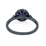 Halo Wedding Engagement Vintage Style Bridal Ring Round Cubic Zirconia 925 Sterling Silver