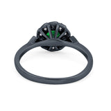 Halo Wedding Engagement Vintage Style Bridal Ring Round Cubic Zirconia 925 Sterling Silver