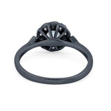Halo Wedding Engagement Vintage Style Bridal Ring Round Cubic Zirconia 925 Sterling Silver