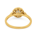 Halo Wedding Engagement Vintage Style Bridal Ring Round Cubic Zirconia 925 Sterling Silver