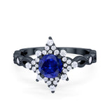 Floral Vintage Style Wedding Engagement Ring Round Cubic Zirconia 925 Sterling Silver