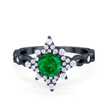 Floral Vintage Style Wedding Engagement Ring Round Cubic Zirconia 925 Sterling Silver