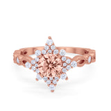 Floral Vintage Style Wedding Engagement Ring Round Cubic Zirconia 925 Sterling Silver