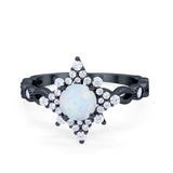 Floral Vintage Style Wedding Engagement Ring Round Cubic Zirconia 925 Sterling Silver