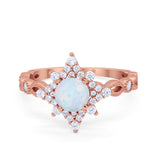 Floral Vintage Style Wedding Engagement Ring Round Cubic Zirconia 925 Sterling Silver