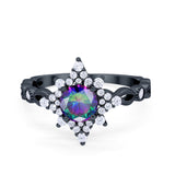 Floral Vintage Style Wedding Engagement Ring Round Cubic Zirconia 925 Sterling Silver