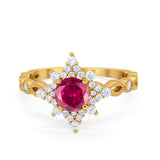 Floral Vintage Style Wedding Engagement Ring Round Cubic Zirconia 925 Sterling Silver