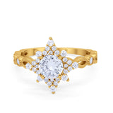 Floral Vintage Style Wedding Engagement Ring Round Cubic Zirconia 925 Sterling Silver