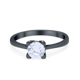 Art Deco Vintage Style Solitaire Wedding Ring Round Cubic Zirconia 925 Sterling Silver