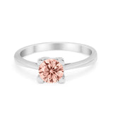 Art Deco Vintage Style Solitaire Wedding Ring Round Cubic Zirconia 925 Sterling Silver