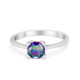 Art Deco Vintage Style Solitaire Wedding Ring Round Cubic Zirconia 925 Sterling Silver
