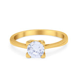 Art Deco Vintage Style Solitaire Wedding Ring Round Cubic Zirconia 925 Sterling Silver
