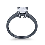 Art Deco Vintage Style Solitaire Wedding Ring Round Cubic Zirconia 925 Sterling Silver