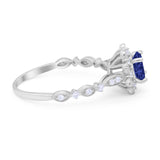 Art Deco Floral Style Wedding Engagemnet Ring Round Cubic Zirconia 925 Sterling Silver