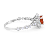 Art Deco Floral Style Wedding Engagemnet Ring Round Cubic Zirconia 925 Sterling Silver