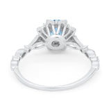 Art Deco Floral Style Wedding Engagemnet Ring Round Cubic Zirconia 925 Sterling Silver