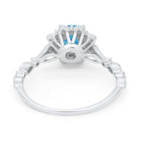 Art Deco Floral Style Wedding Engagemnet Ring Round Cubic Zirconia 925 Sterling Silver