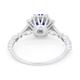 Art Deco Floral Style Wedding Engagemnet Ring Round Cubic Zirconia 925 Sterling Silver