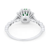 Art Deco Floral Style Wedding Engagemnet Ring Round Cubic Zirconia 925 Sterling Silver
