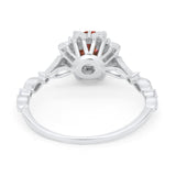 Art Deco Floral Style Wedding Engagemnet Ring Round Cubic Zirconia 925 Sterling Silver