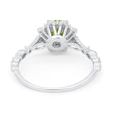 Art Deco Floral Style Wedding Engagemnet Ring Round Cubic Zirconia 925 Sterling Silver