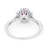 Art Deco Floral Style Wedding Engagemnet Ring Round Cubic Zirconia 925 Sterling Silver