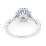 Art Deco Floral Style Wedding Engagemnet Ring Round Cubic Zirconia 925 Sterling Silver