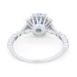 Art Deco Floral Style Wedding Engagemnet Ring Round Cubic Zirconia 925 Sterling Silver
