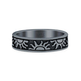 Sun Ring Oxidized Band Solid 925 Sterling Silver Thumb Ring (5mm)