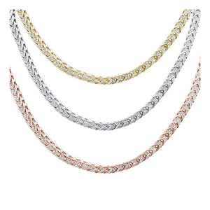 Micro Pave Franco Link Chain .925 Sterling Silver Chain 26"