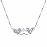 Heart Necklace Round Simulated Cubic Zirconia 925 Sterling Silver