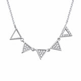 Fashion Triangle Necklace Round Simulated Cubic Zirconia 925 Sterling Silver
