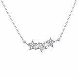 Star Necklace Round Simulated Cubic Zirconia 925 Sterling Silver