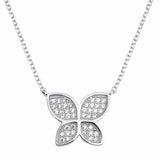 Butterfly Necklace Round Pave Simulated Cubic Zirconia 925 Sterling Silver