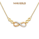 14K Two Tone Gold Inifinity Light Chain Necklace 17" + 1" Extension