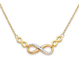 14K Two Tone Gold Inifinity Light Chain Necklace 17" + 1" Extension