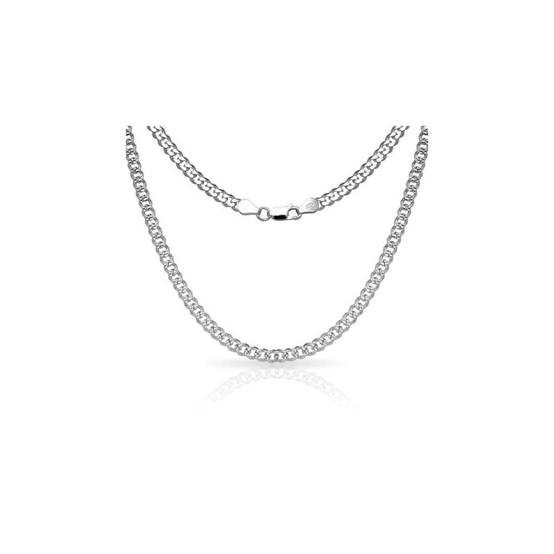 6MM 150 Curb Pave Link Chain .925 Solid Sterling Silver Sizes "8-30" Inches