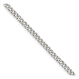 4MM 100 Curb Pave Link Chain .925 Solid Sterling Silver Sizes "7-30" Inches