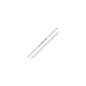 4MM 100 Figaro Pave Link Chain .925 Sterling Silver  Sizes "8-30" Inches