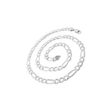 10MM 250 Figaro Pave Link Chain .925 Sterling Silver  Sizes "8-28" Inches